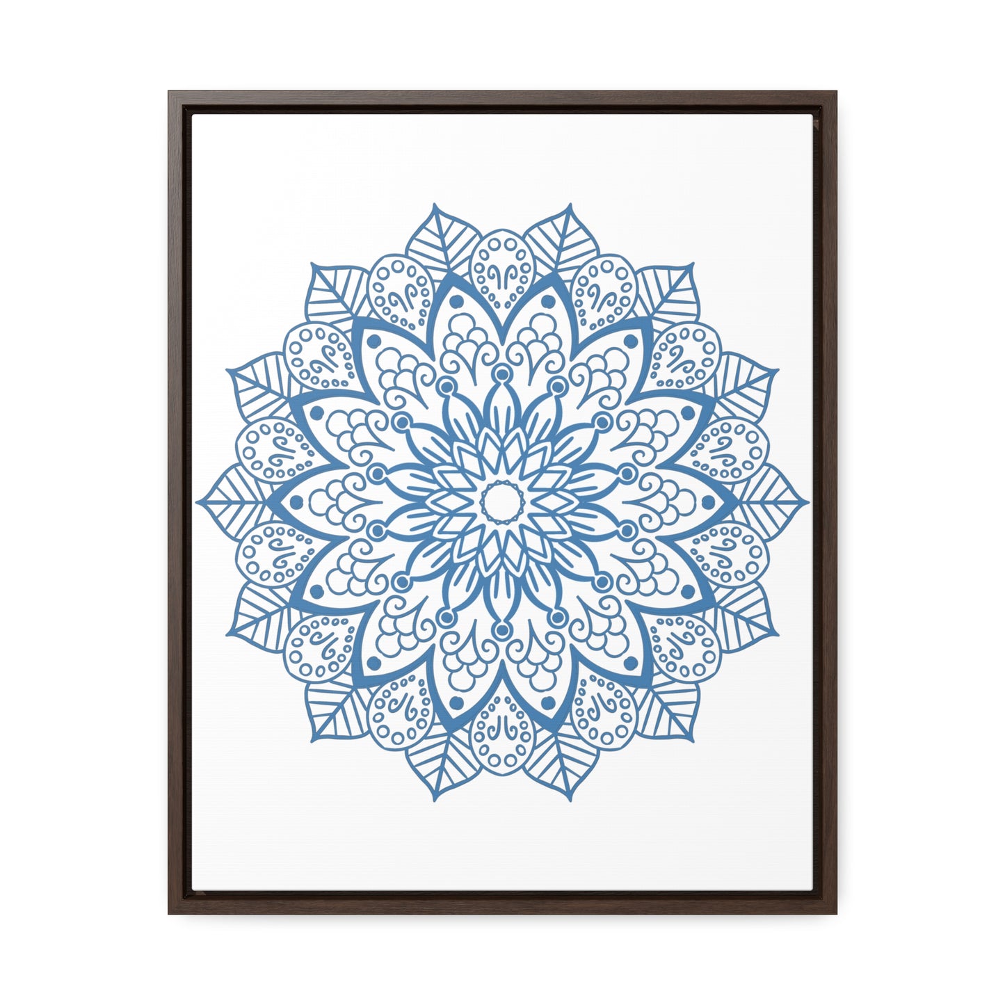 Mandala Handmade Art Steel Blue Gallery Canvas Wrap Vertical Frame