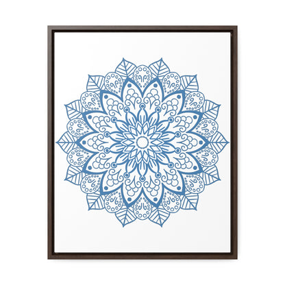 Mandala Handmade Art Steel Blue Gallery Canvas Wrap Vertical Frame