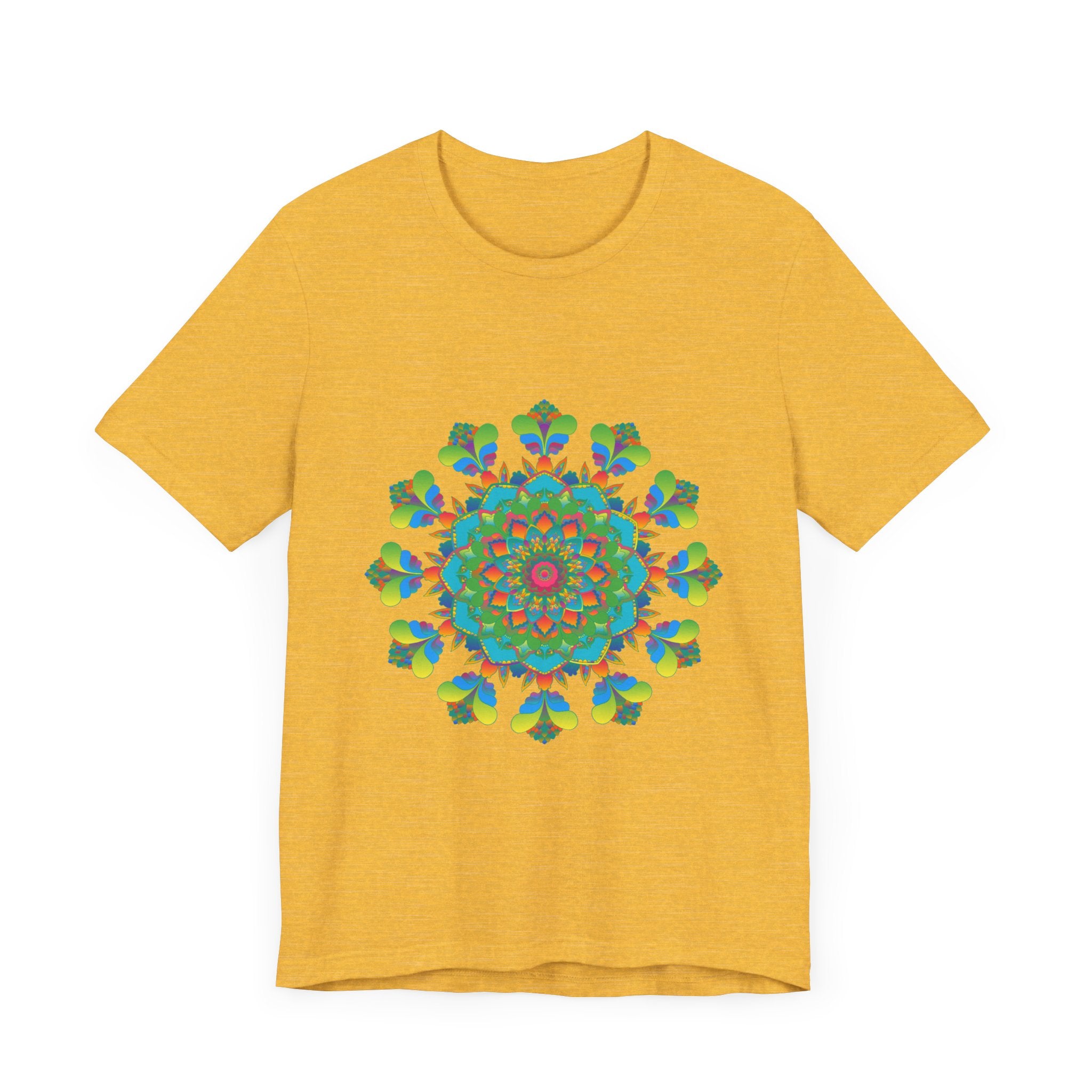 Vibrant and colorful psychedelic mandala tie dye t-shirt with intricate patterns