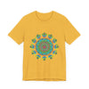 Vibrant and colorful psychedelic mandala tie dye t-shirt with intricate patterns