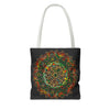 Colorful hand-drawn mandala art tote bag with all-over print design