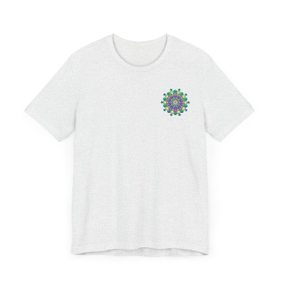 Colorful and intricate mandala design tee promoting spiritual peace and harmony