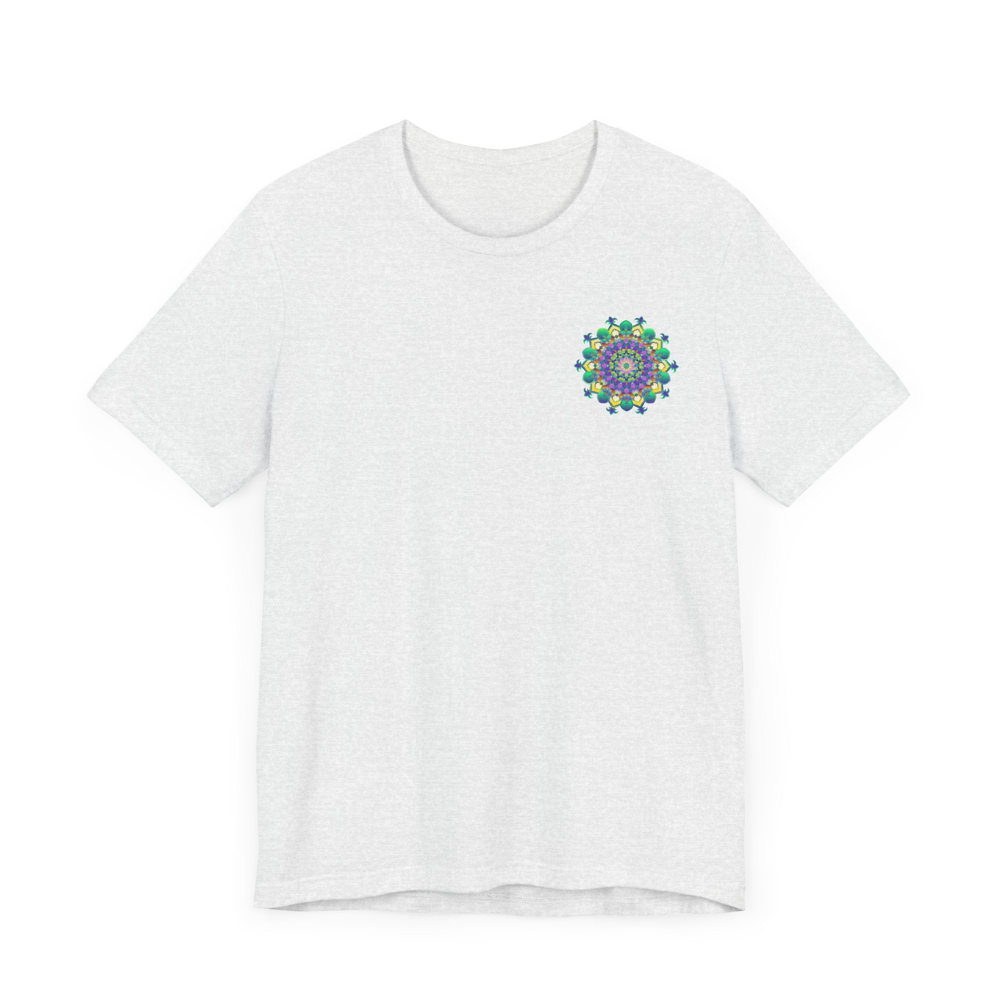 Colorful and intricate mandala design tee promoting spiritual peace and harmony