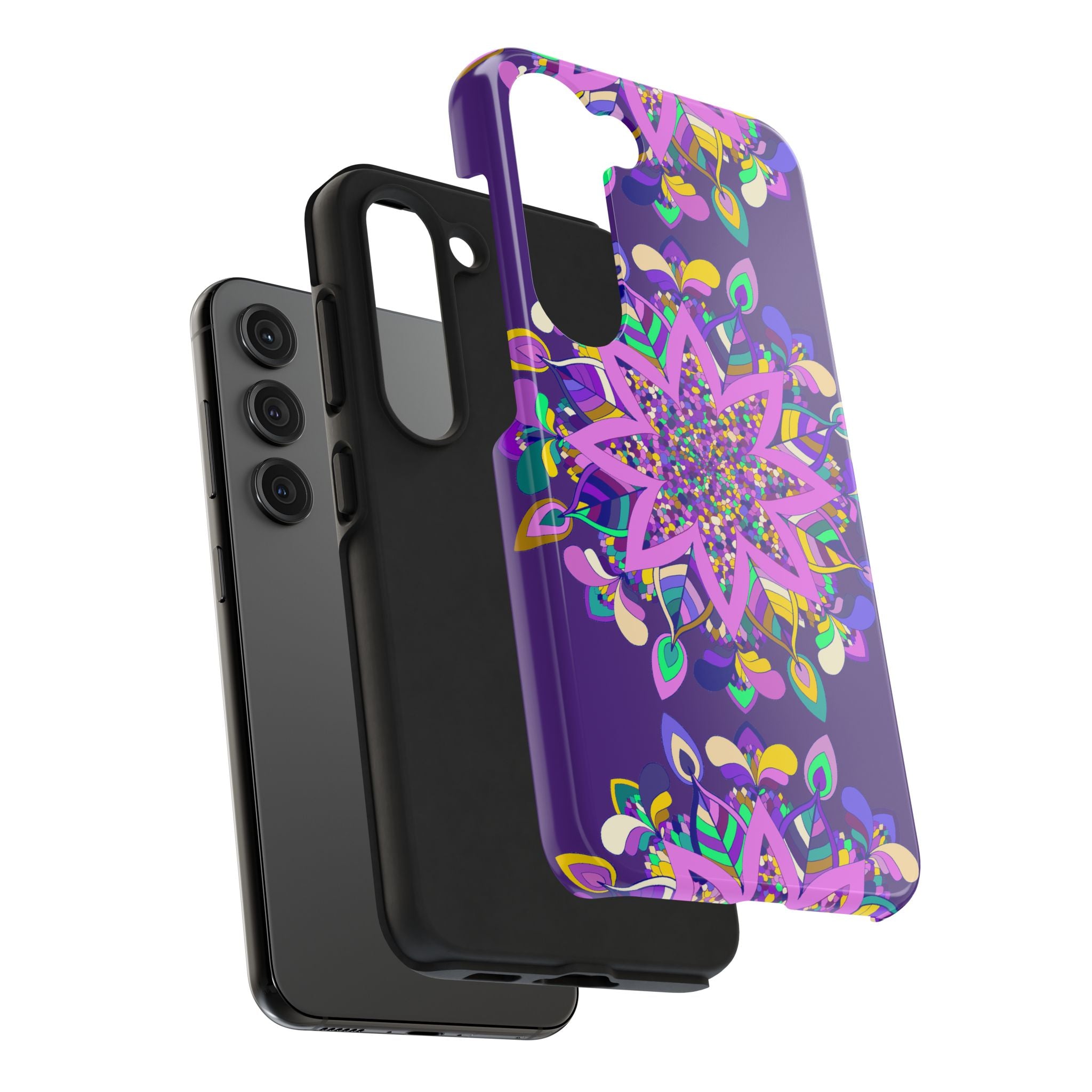 Beautiful hand drawn purple mandala art phone case designed for iPhone X/XS