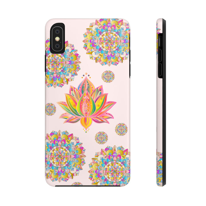 Beautiful light pink lotus flower mandala design phone case for protection