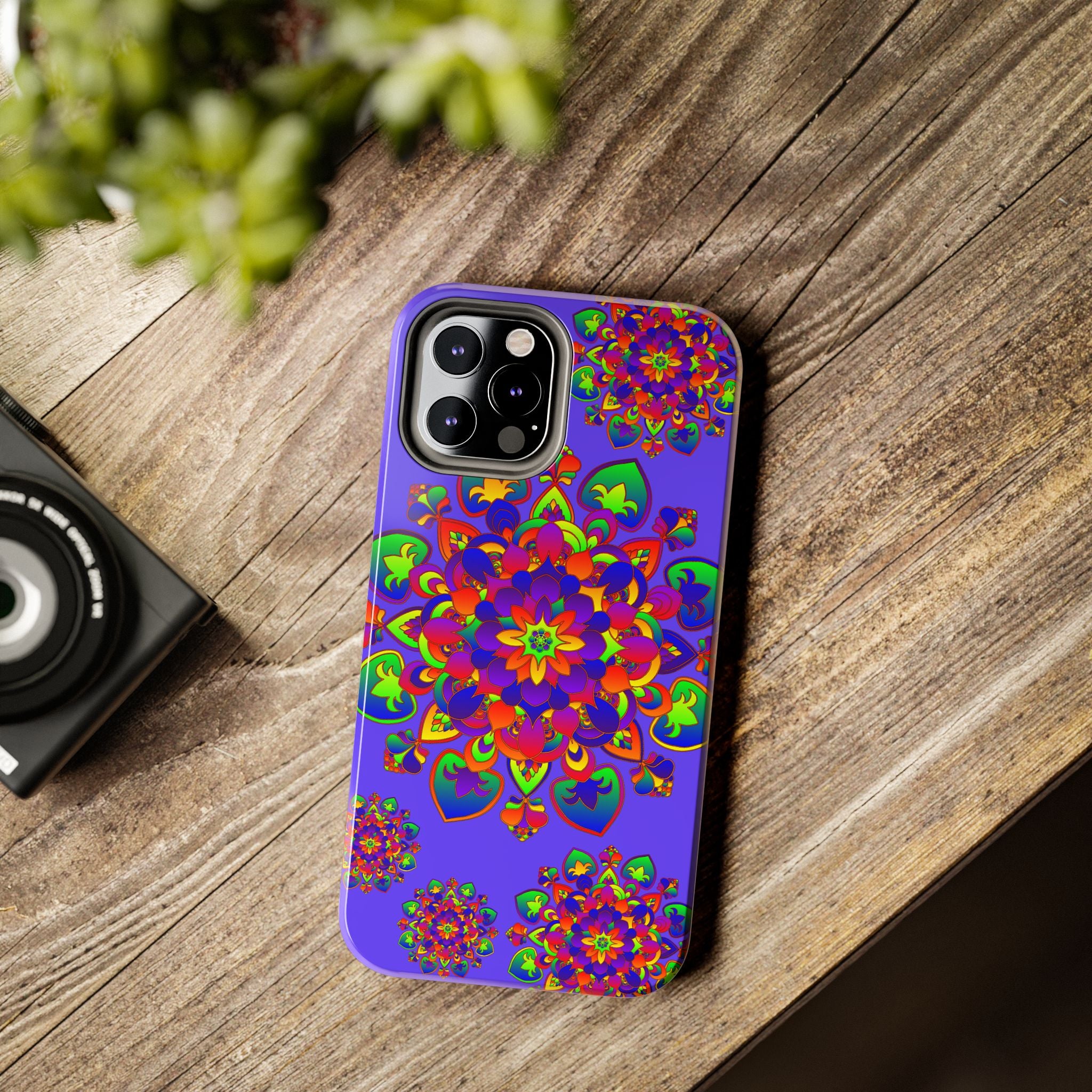 Colorful hand drawn mandala rainbow design phone case for stylish protection