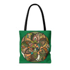 Boho Mandala Tote Bag — Green Floral Pattern AOP Shopper