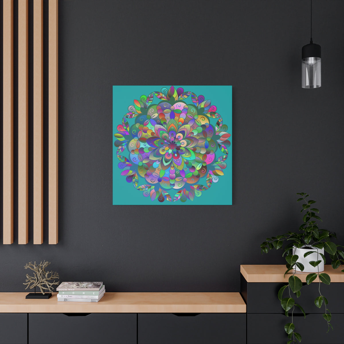 Colorful Floral Mandala Matte Canvas Wall Art — Stretched 1.25"