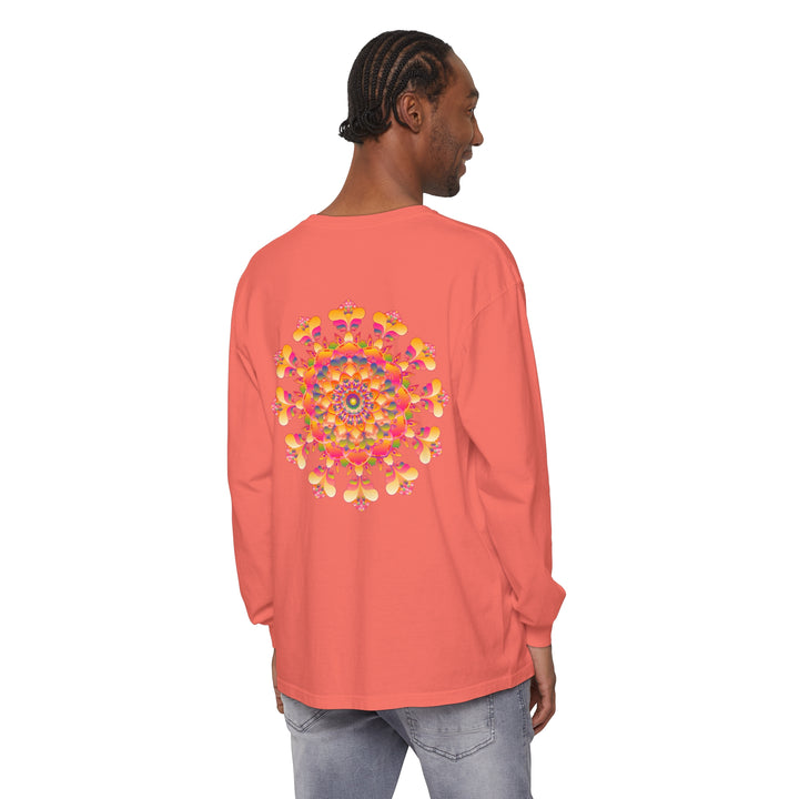 Colorful, intricate mandala design long sleeve t-shirt for men and women