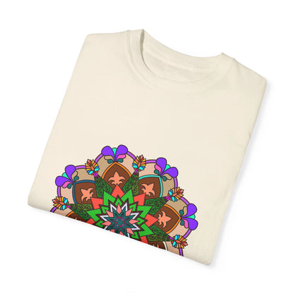 Unisex Mandala T-Shirt made of 100% Ring-Spun Cotton with Hand-Drawn Mandala Art and Garment-Dyed for Extra Comfort