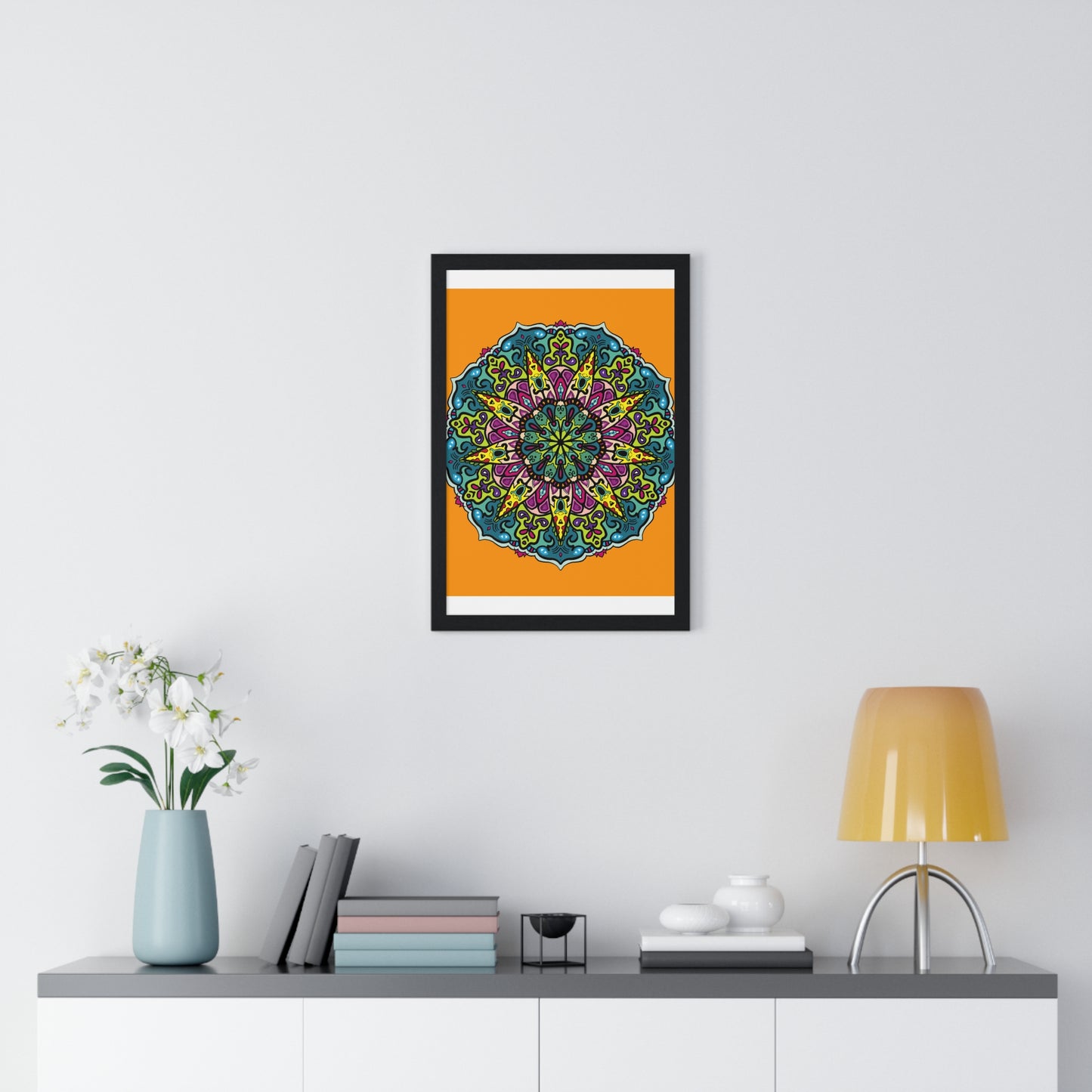 Hand-drawn mandala art poster, ideal for creating a calming atmosphere