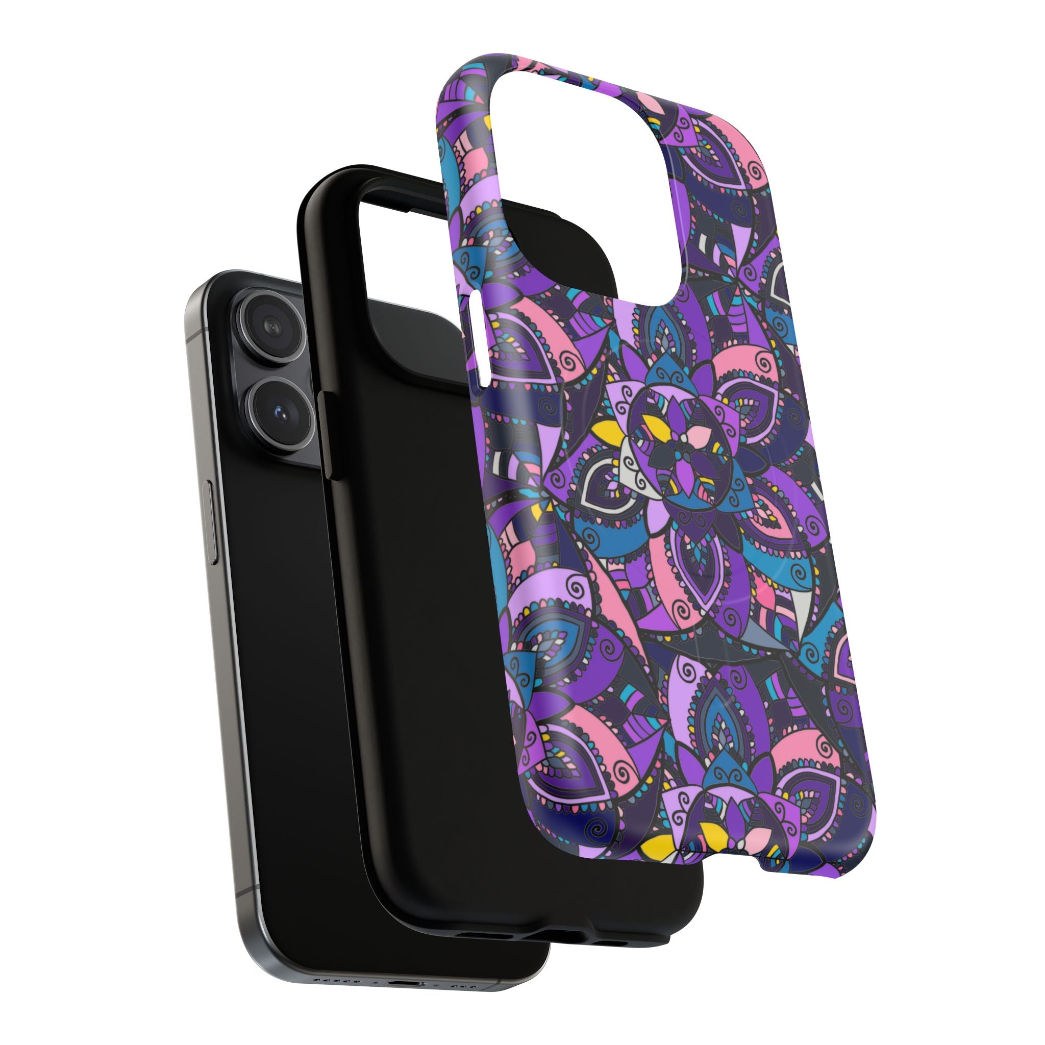 Magnetic Phone Case — Purple Mandala Floral Tough Case