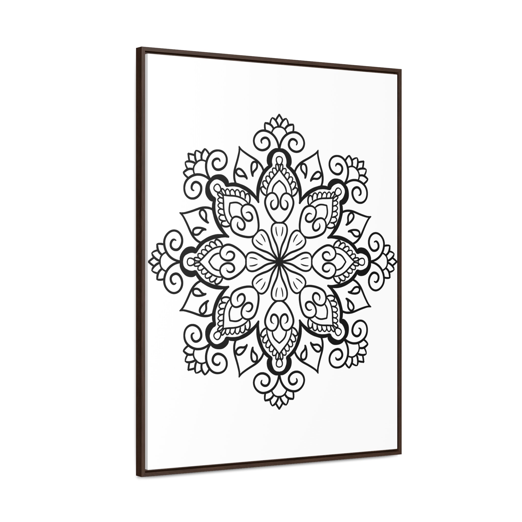 Mandala Handmade Art - Black & White Wall Art - Gallery Canvas Wraps, Vertical Frame 62