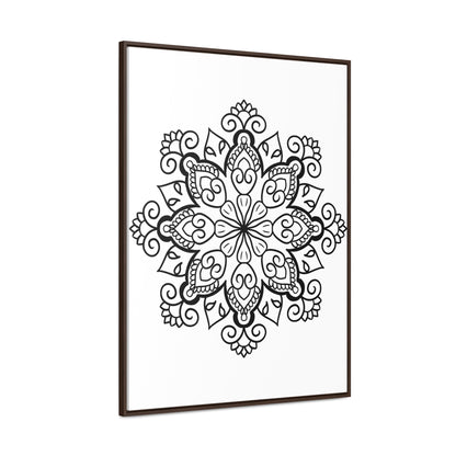 Mandala Handmade Art - Black & White Wall Art - Gallery Canvas Wraps, Vertical Frame 62