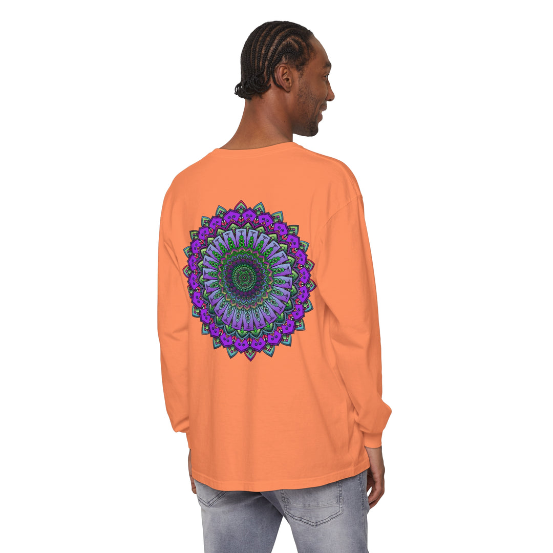 Intricate Mandala Unisex Long Sleeve T-Shirt, featuring a detailed and ornate mandala design