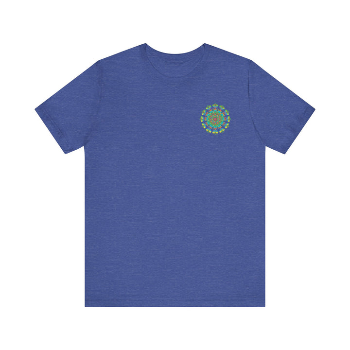 Colorful psychedelic mandala t-shirt with intricate spiritual vibes design for a unique and vibrant fashion statement