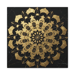 Infinite Bloom – Verziertes goldenes Mandala auf Leinwand