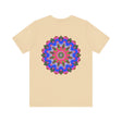 A colorful and intricate mandala design tee, representing spiritual peace and harmony
