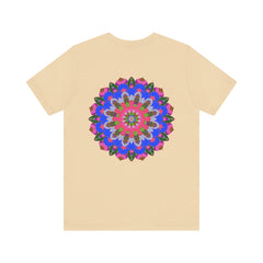 A colorful and intricate mandala design tee, representing spiritual peace and harmony