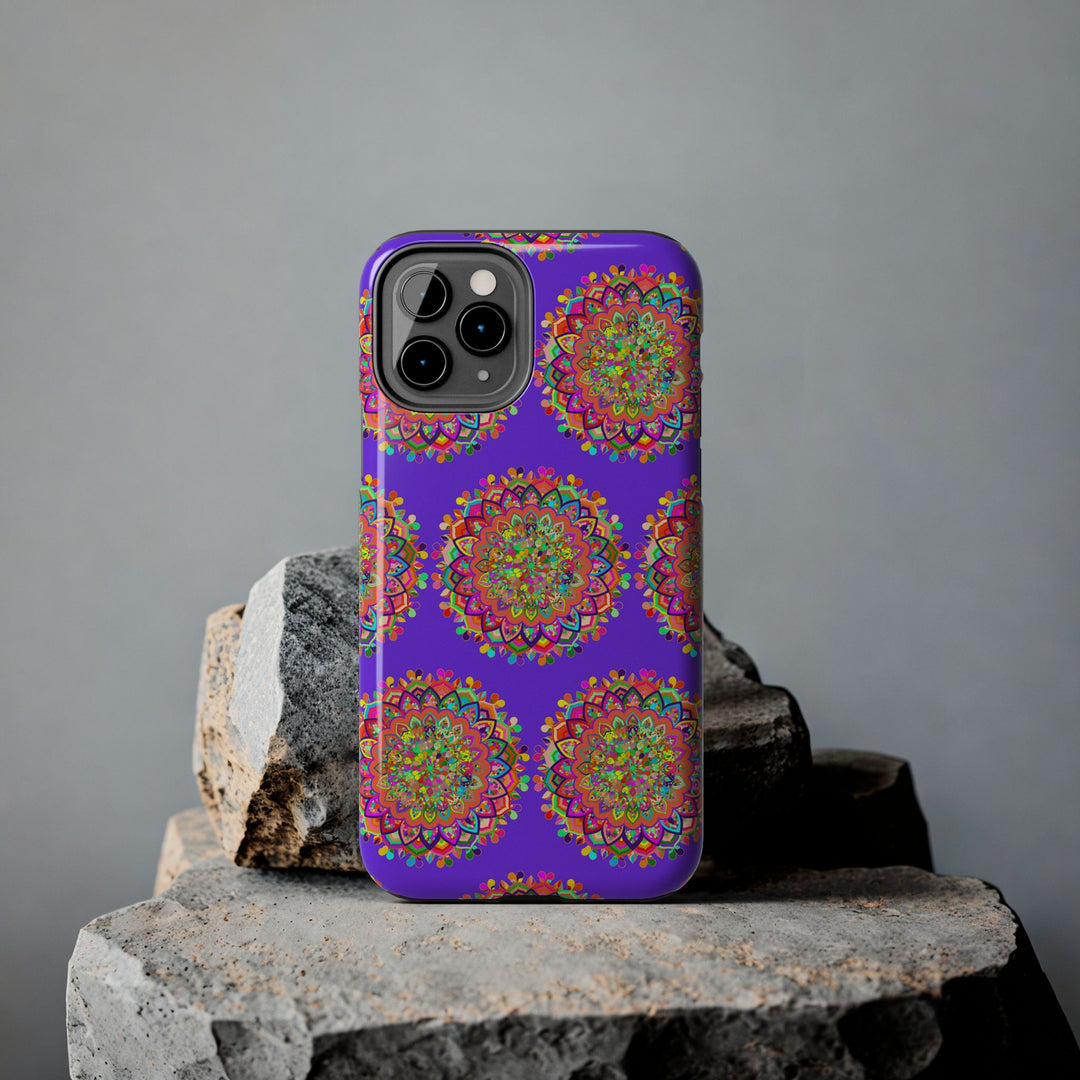 Hand-drawn intricate purple mandala design phone case for iPhone X, XS