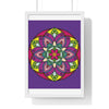 Hand-drawn vertical framed poster of a purple mandala, perfect for mindfulness and yoga practice