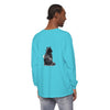 A beautiful watercolor illustration of a black and white cat on a long sleeve t-shirt