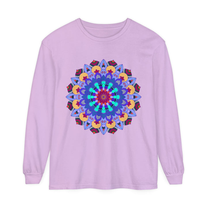 Vibrant Mandala Long Sleeve T-Shirt with colorful intricate design and patterns