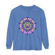Colorful and intricate mandala design on a unisex long sleeve t-shirt