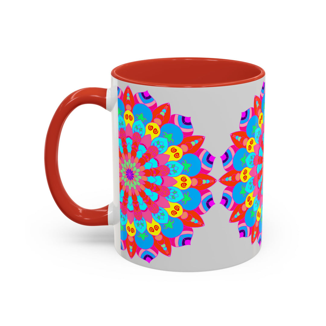 Detailed and vibrant mandala design on a high-quality ceramic mug