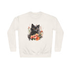 Black Cat and Blossoming Flowers Soft Cotton Sweatshirt