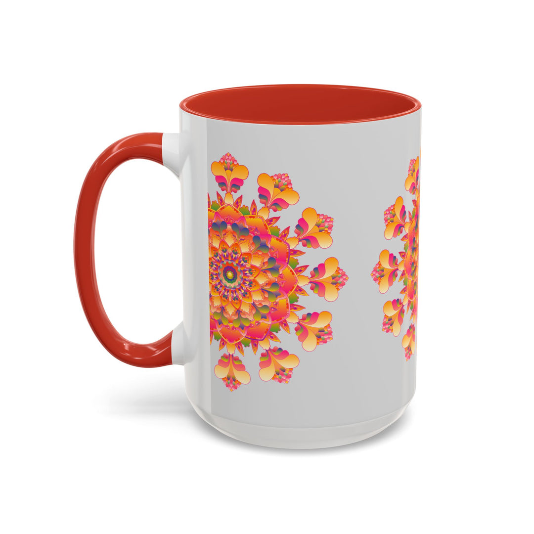 Exquisite Mandala Art Mug with Colorful Floral Design and Detailed Patterns