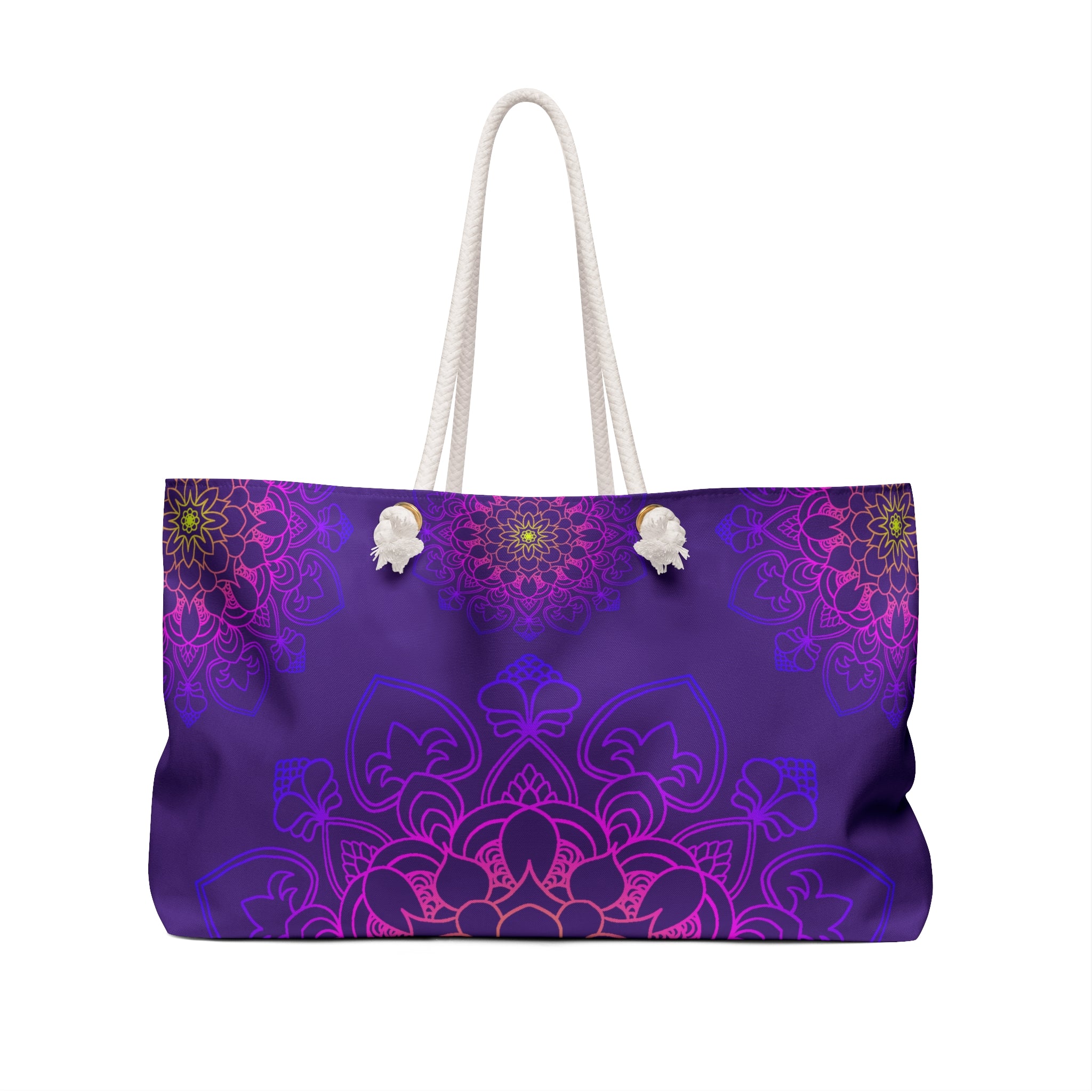 Purple Weekender Bag - Mandala Boho Chic Travel Tote