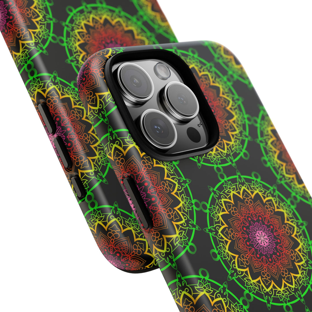 Artistic Mandala Phone Case with Bold Patterns and Modern Flair