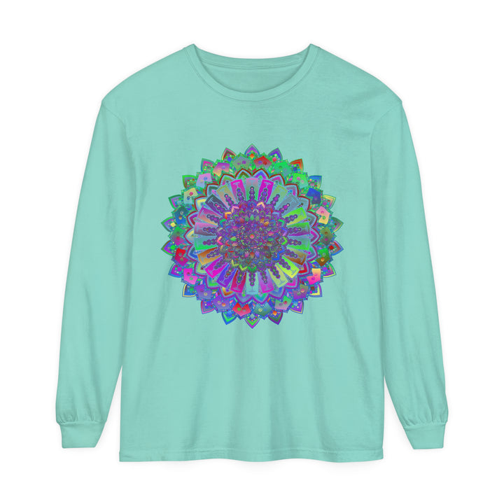 Colorful and intricate mandala design long sleeve t-shirt for a vibrant look