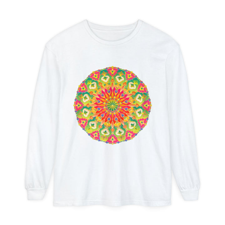 Intricate Mandala Long Sleeve T-Shirt - Vibrant Art long sleeve t-shirt with colorful and detailed mandala design