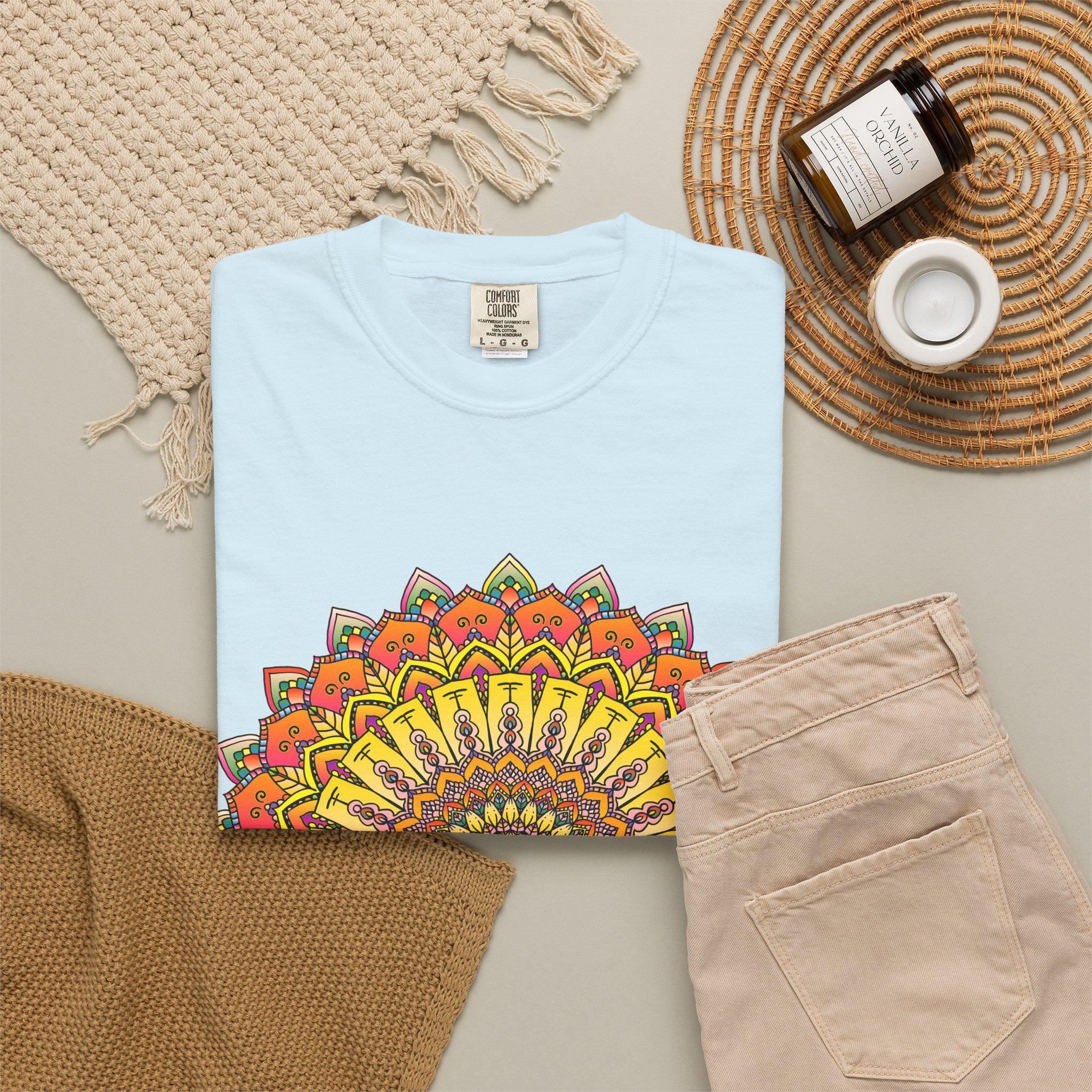 Sunburst Mandala T-Shirt — Vibrant Floral Boho Graphic Tee