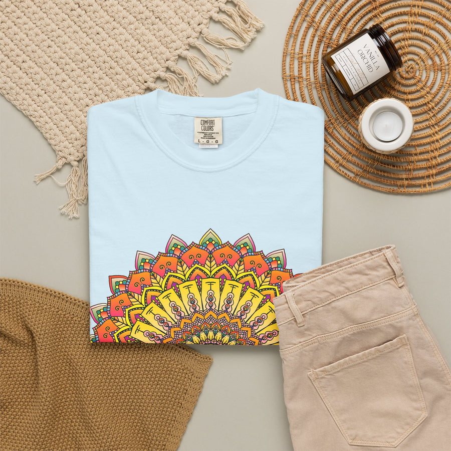 Sunburst Mandala T-Shirt — Vibrant Floral Boho Graphic Tee