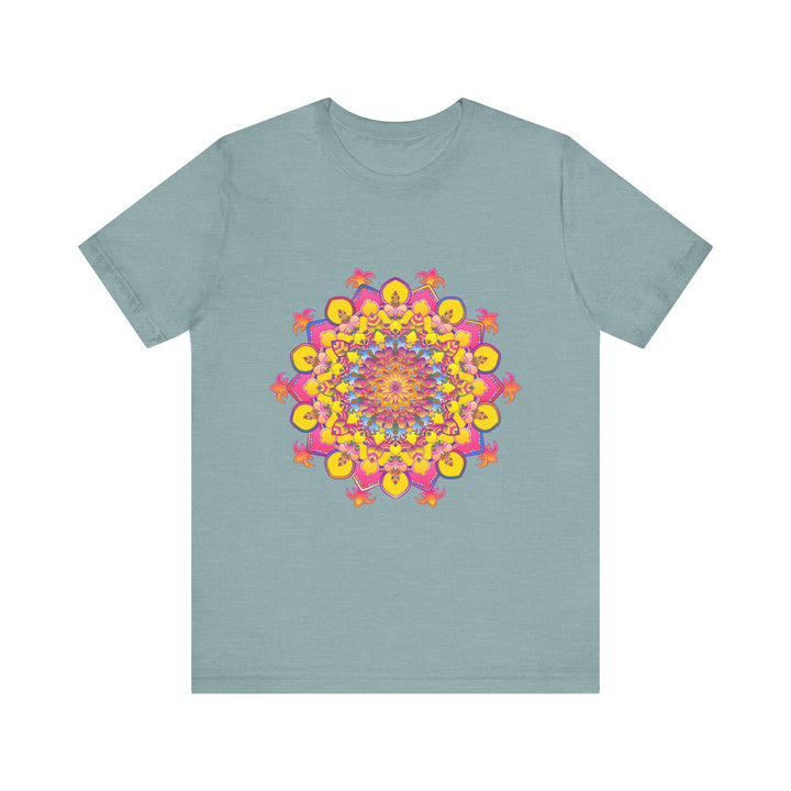 Beautiful floral mandala tee featuring vibrant colors and intricate design