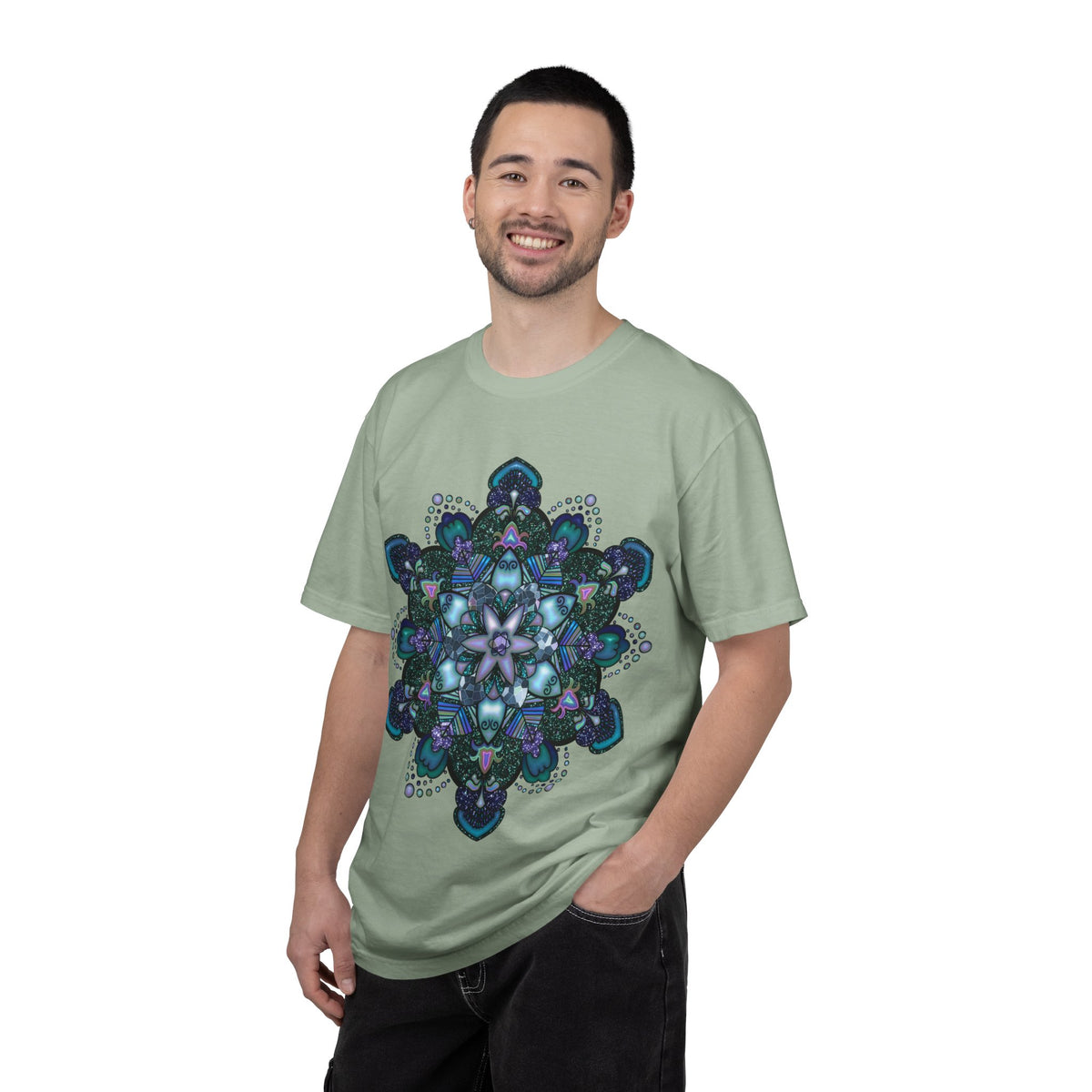 Mandala T-Shirt – Blue Purple Boho Geometric Floral Design
