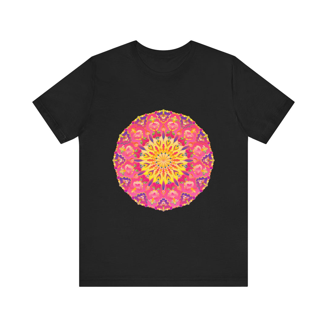 Vibrant Mandala T-Shirt featuring a colorful and symmetrical design, perfect for adding a pop of energy to your wardrobe