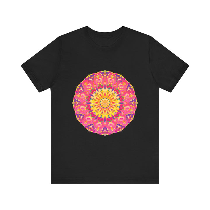 Vibrant Mandala T-Shirt featuring a colorful and symmetrical design, perfect for adding a pop of energy to your wardrobe