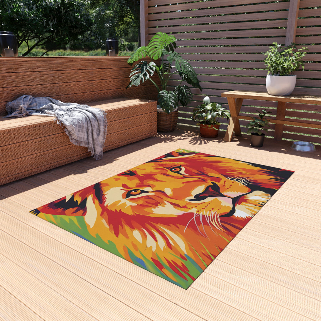 Lion Face Outdoor Rug – Vibrant Wildlife Doormat for Patio &amp; Porch