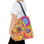 Psychedelic Floral Mandala Tote Bag