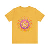 Vibrant and colorful mandala t-shirt with intricate and detailed design