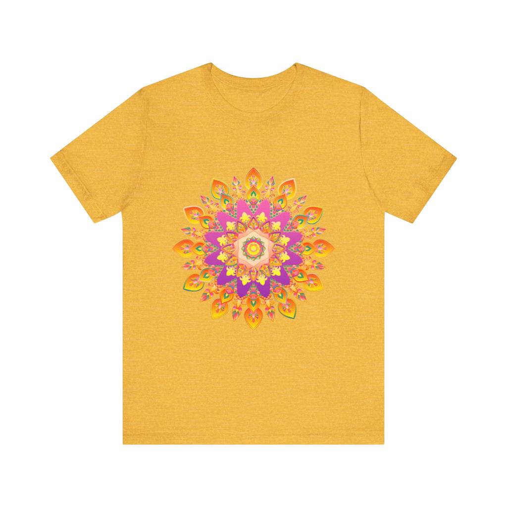 Vibrant and colorful mandala t-shirt with intricate and detailed design