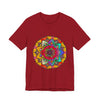 Vibrant Mandala Tee with Green and Purple Spiritual Design