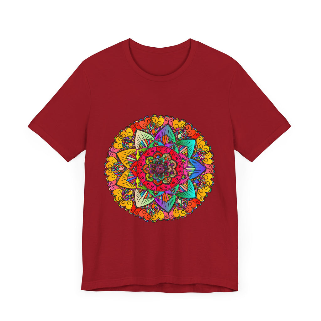 Vibrant Mandala Tee with Green and Purple Spiritual Design