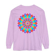 Vibrant and intricate mandala design on unisex long sleeve t-shirt