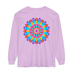 Vibrant and intricate mandala design on unisex long sleeve t-shirt