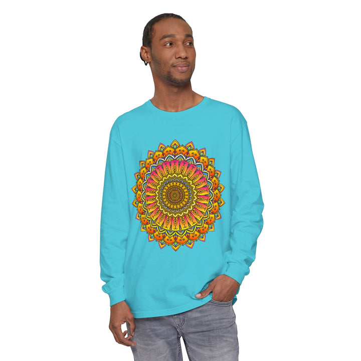 Colorful and intricate mandala design long sleeve unisex t-shirt for vibrant style